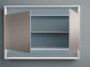 Прямоугольное зеркало с настенным контейнером