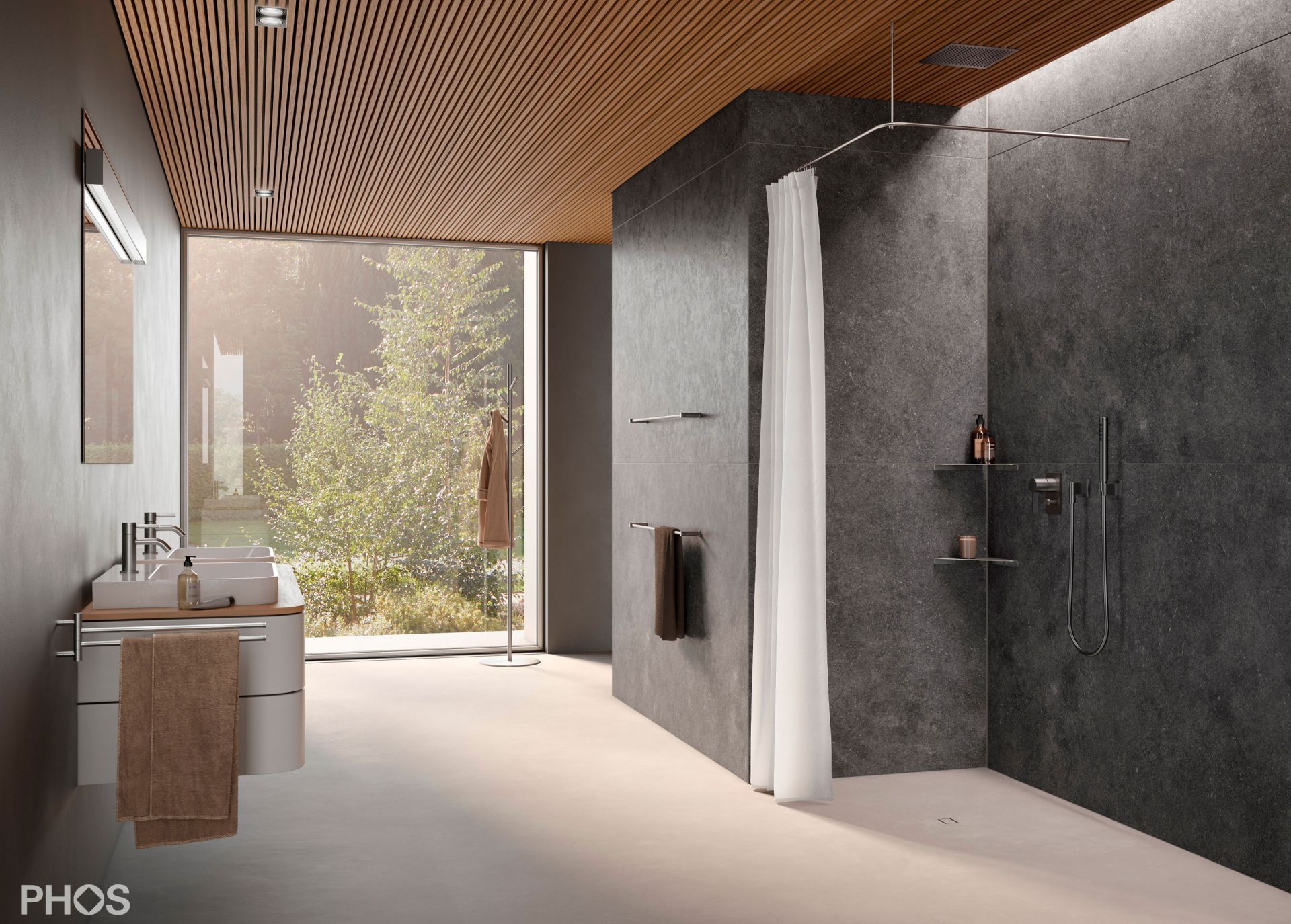 DSE1000-800 Г-образный карниз для душевой занавески, 100 x 80 см, для привинчивания PHOS  - Вид №1