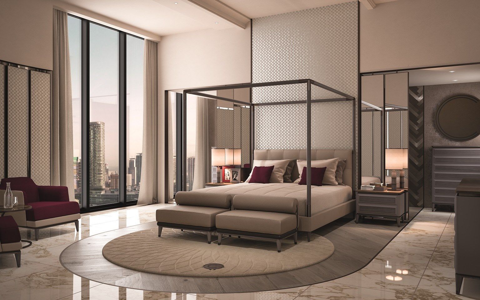 Круглый ковер из ткани с рисунком CPRN HOMOOD Blue Moon ARCH-00063439 - Вид №2