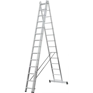 Лестница раскладная 3-секционная алюминиевая DILWIS 14 ступеней максимальная нагрузка 150 кг