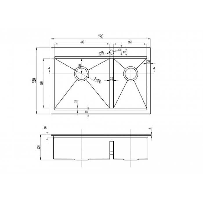 Zorg ZM X-5278-L Мойка кухонная прямоугольная Zorg  - Вид №2