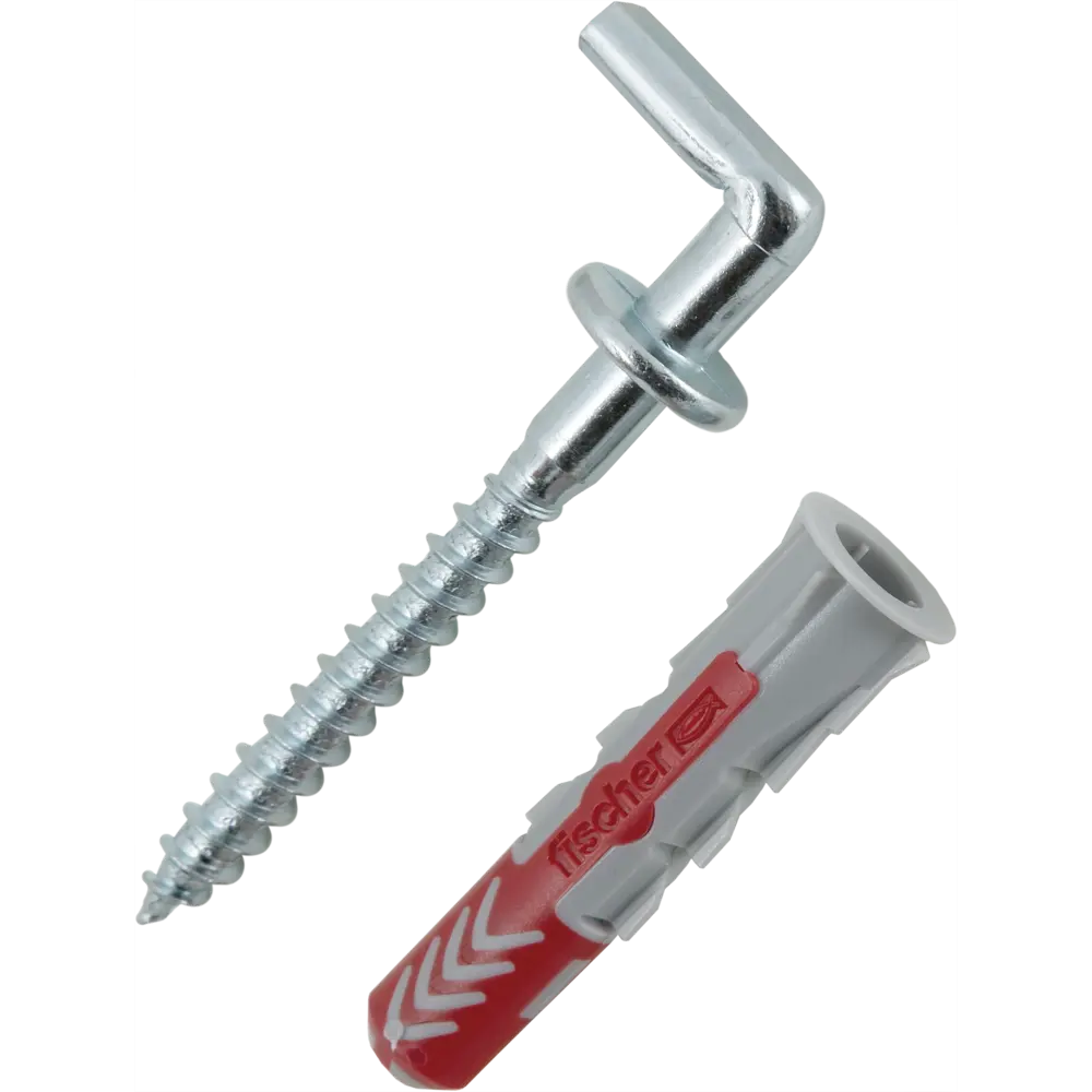 Дюбель для полнотелых материалов Duopower 8x40 мм прямой крюк цвет серый/красный 4 шт FISCHER STLM-2141802 - Вид №1
