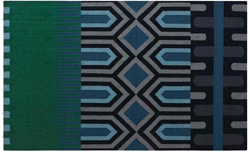 GAN Прямоугольный шерстяной коврик с геометрическими мотивами Ndebele sun-id-1438024