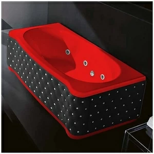 Ванна Gruppo treesse New Classic Young STD-V6747-SX-KCS-K красная с гидромассажем прямоугольная левая чёрная кожа кристаллы сваровски