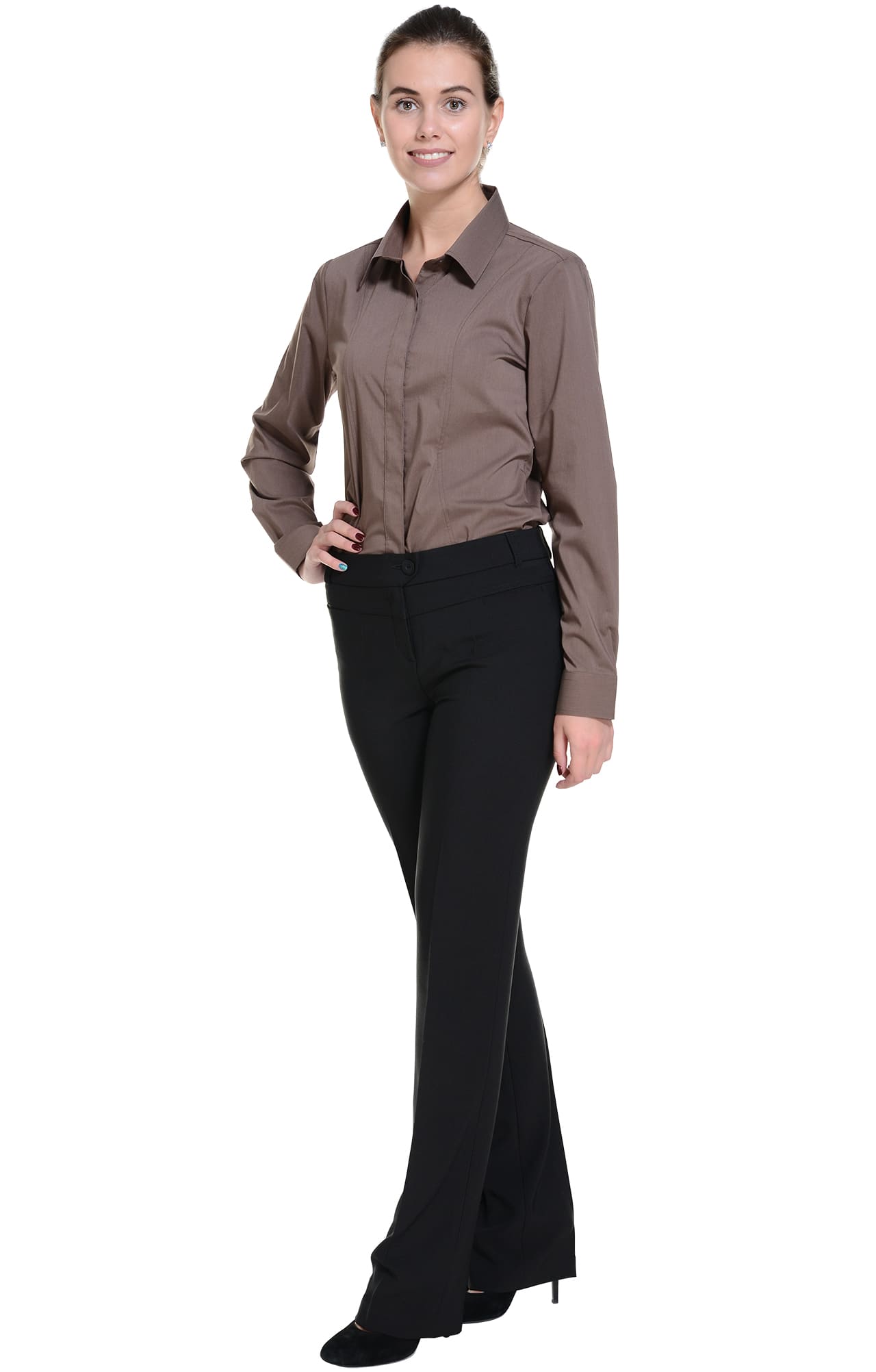 62513 Рубашка женская  chocolate El-Risto  Корпоративная одежда  размер 48 (XL)  - Вид №6