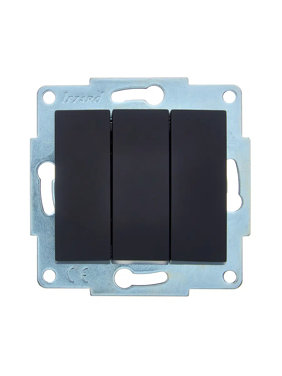 ASTI Выключатель тройной чёрный бархат механизм LEZARD 7081-4288-109
