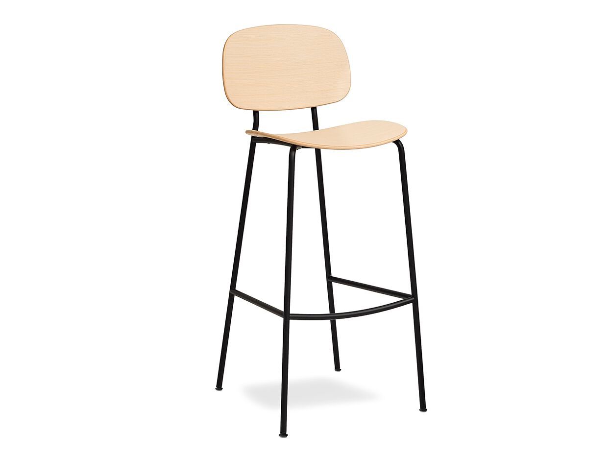 Высокий стул из стали и дерева со спинкой Infiniti круглый ARCH-00019313