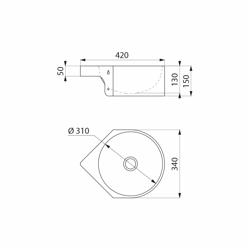 120550 Угловая настенная раковина MINIMAL DELABIE  - Вид №1