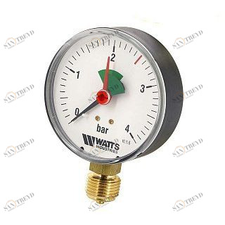 Манометр радиальный F+R201 80 мм 1/2" 4 бар WATTS 10007784