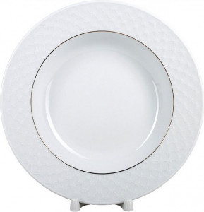10606551 Императорский фарфоровый завод Тарелка глубокая 22,5см "Сетка Омега"(зол.отводка) "Европейская-2" Твёрдый фарфор