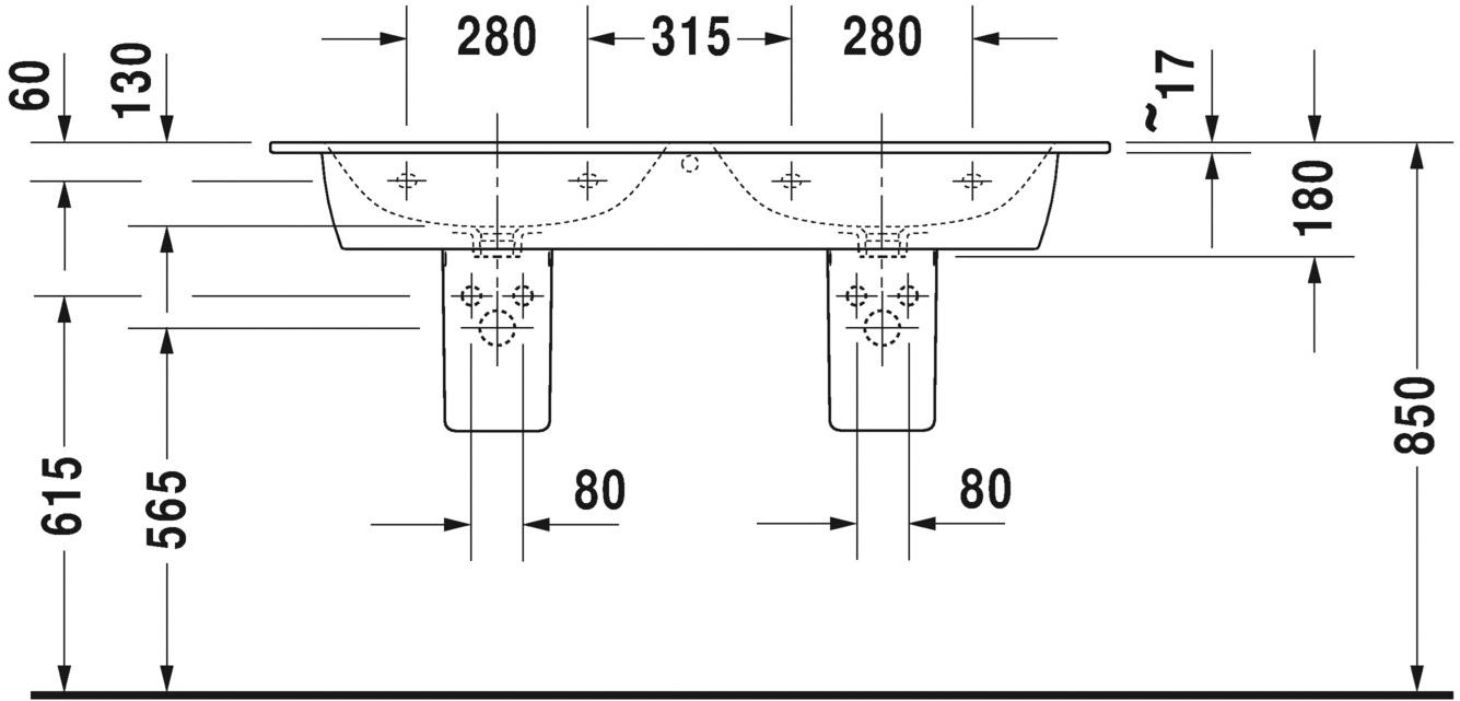 233613 Подвесная раковина настенная овальная Duravit Me белая - Вид №4