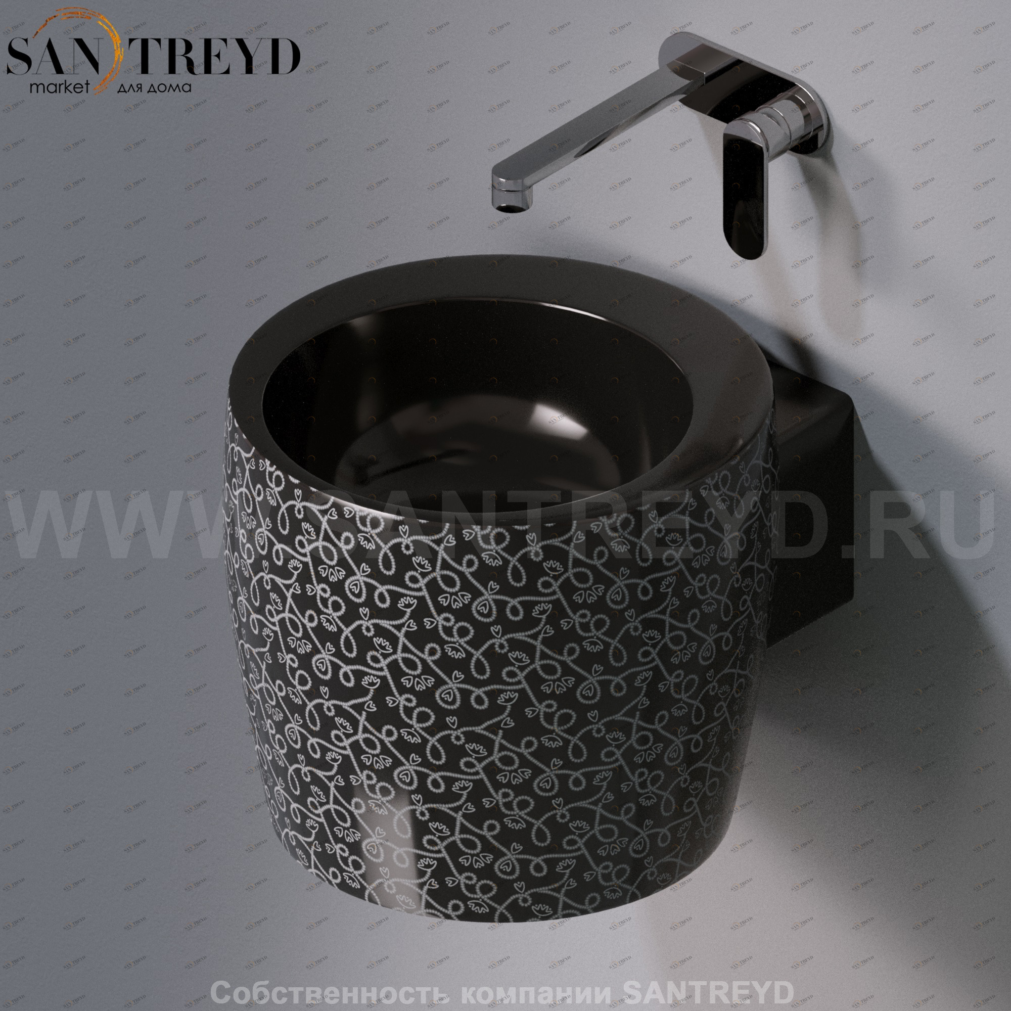 L102T0R0V1.401 Подвесная раковина настенная круглая A. e T. Italia SPOT черная AeT ITALIA TOTEM