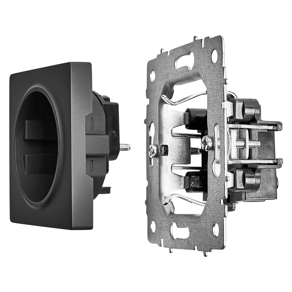 Розетка IEK Brite графит с заземлением для скрытого монтажа 87761582 STLM-1106579 - Вид №4