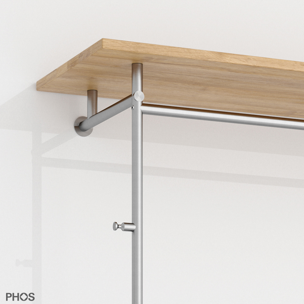 GL2-Eiche-SR600 Шкаф для прихожей с деревянной полкой и двухъярусными полками для обуви PHOS  - Вид №1