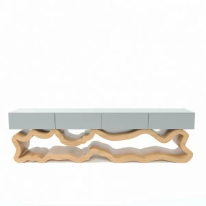 Консоль с серой столешницей и 4 ящиками 57х200 см дуб "Гигантский Эклер" ODINGENIY  00-3885849 Беленый дуб;бежевый;серый