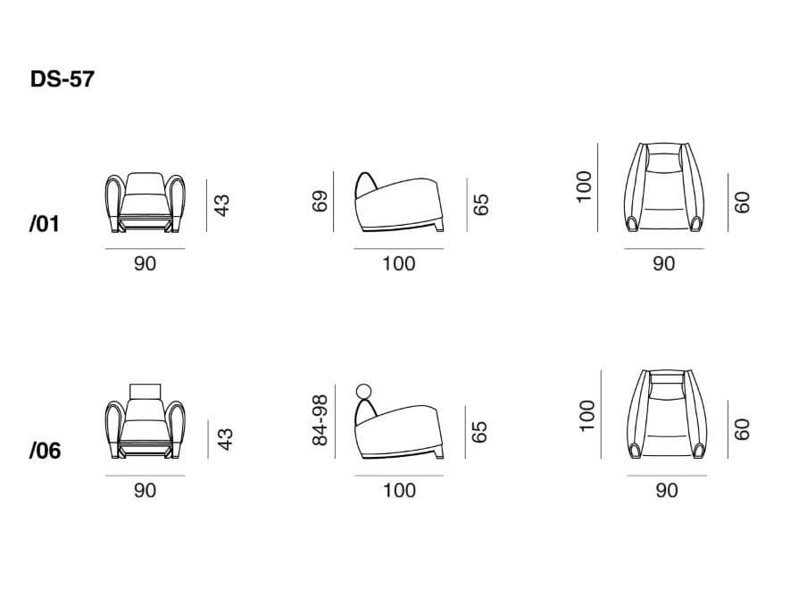 Тканевое клубное кресло с подлокотниками de Sede DS-57 AERO ARCH-00090985 - Вид №3