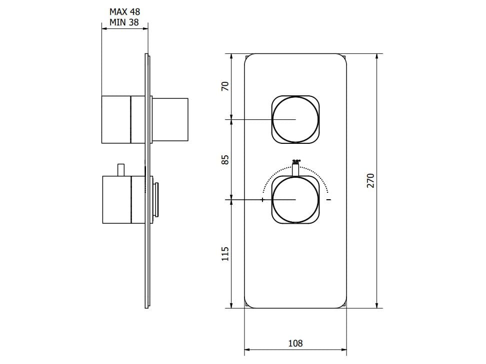 Термостатический смеситель для душа с 2 отверстиями IB Aqua ARCH-00071273 - Вид №2