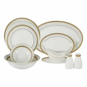 Столовая посуда фарфоровая на 6 персон 27 предметов бело-золотой "Бостон Голд" ANNA LAFARG EMILY БОСТОН ГОЛД 00-3946650 Белый;золото