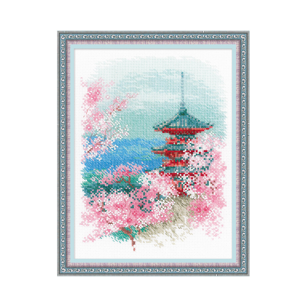 1743 Набор для вышивания Сакура. Пагода 18 х 24 см RIOLIS Сотвори Сама 