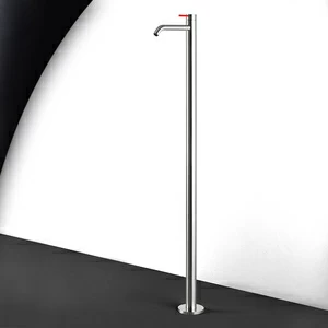 Смеситель для раковины сталь матовая с красной ручкой Toki Radomonte TKI7SCIL15