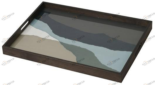 Ethnicraft Прямоугольный поднос из дерева и стекла Wabi sabi 20464