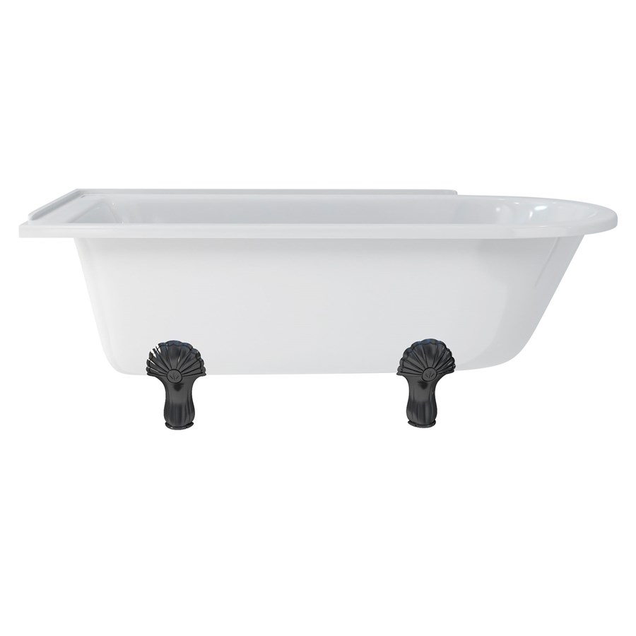Burlington Hampton 170см душевая ванна с роскошными ножками для левой руки Левая рука с ножками Luxury Claw в черном цвете E13 L1B  - Вид №5