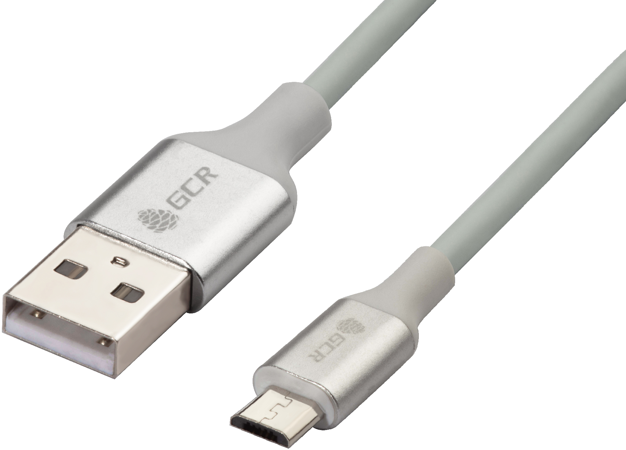 GCR-50855 кабель 3a 0.5m usb 2.0 для samsung, оs android, am/microb 5pin, белый, al корпус серебро, белый пвх, 28/22 awg, поддержка функции быстрой зарядки Greenconnect Santreyd 