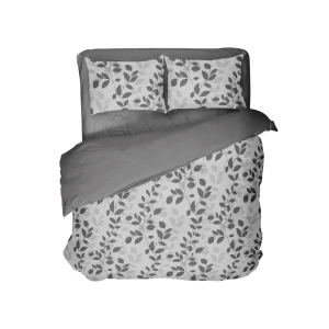 Комплект постельного белья Шуйские Ситцы Листья полутораспальный бязь серый