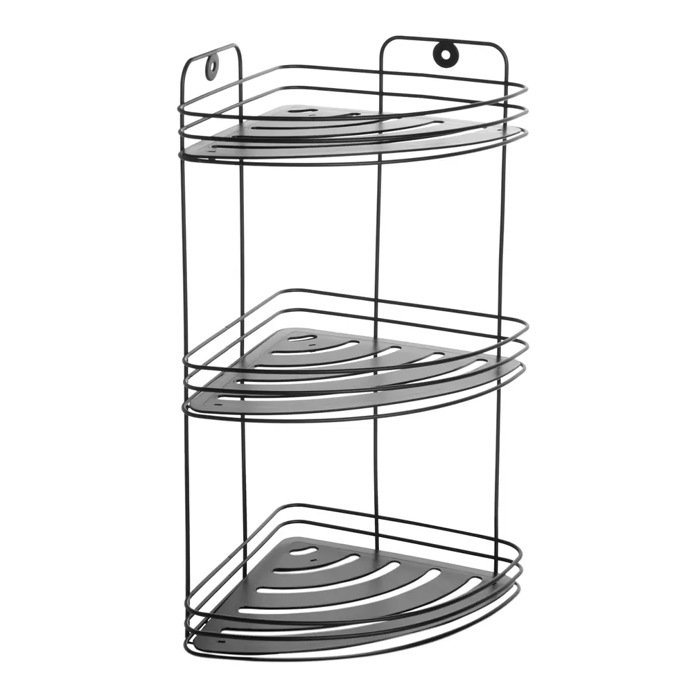 Полка для душа Delphinium Блэки угловая 3 яруса цвет черный матовый STLM-2014262