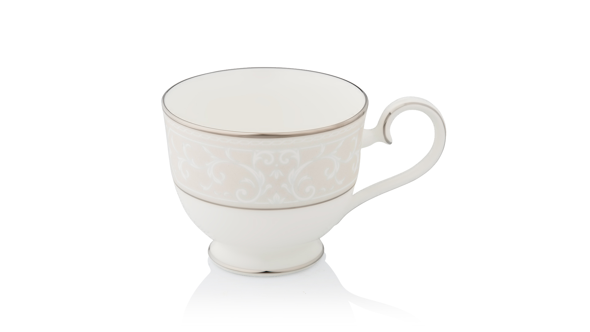 1051734 Noritake Чашка чайная с блюдцем Noritake "Монтвейл, платиновый кант" 200мл Фарфор костяной  - Вид №1