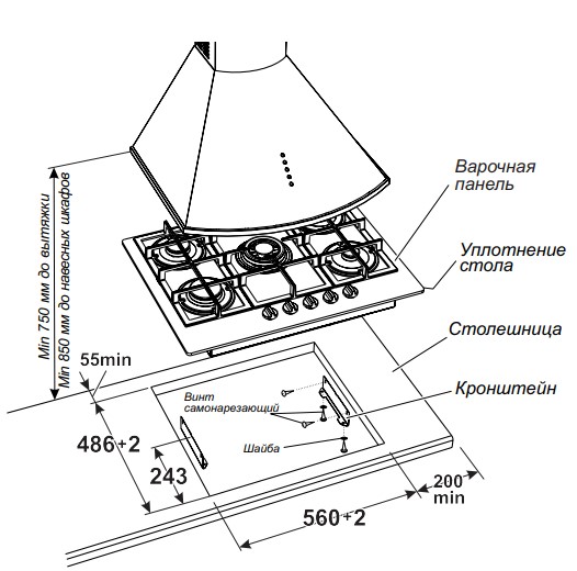 9915841 Газовая варочная поверхность Gefest ПВГ 2342 K12 STDN-0005820 - Вид №3