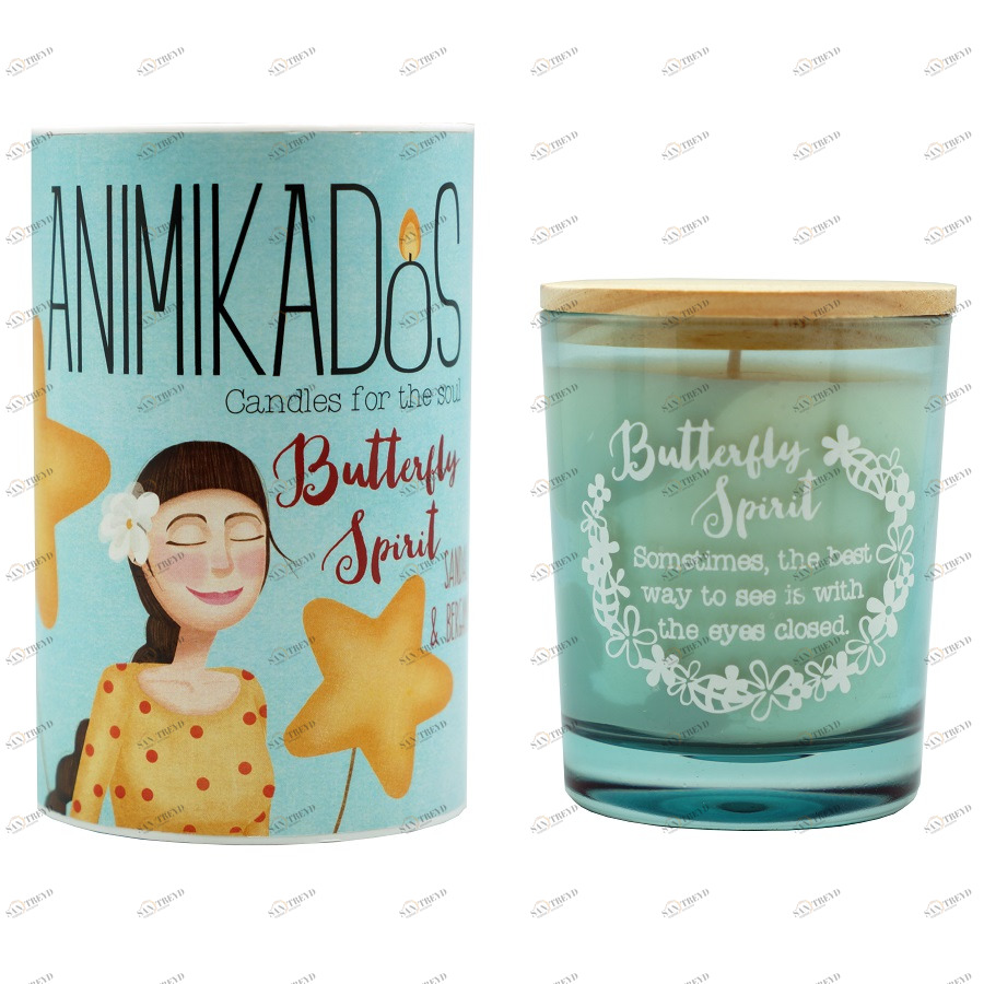 Свеча ароматическая цветочная Butterfly Spirit Animikados AMBIENTAIR  00-3880981 Зеленый 