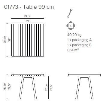Квадратный стол из тикового дерева TRIBÙ Vis à vis ARCH-00005958 - Вид №2