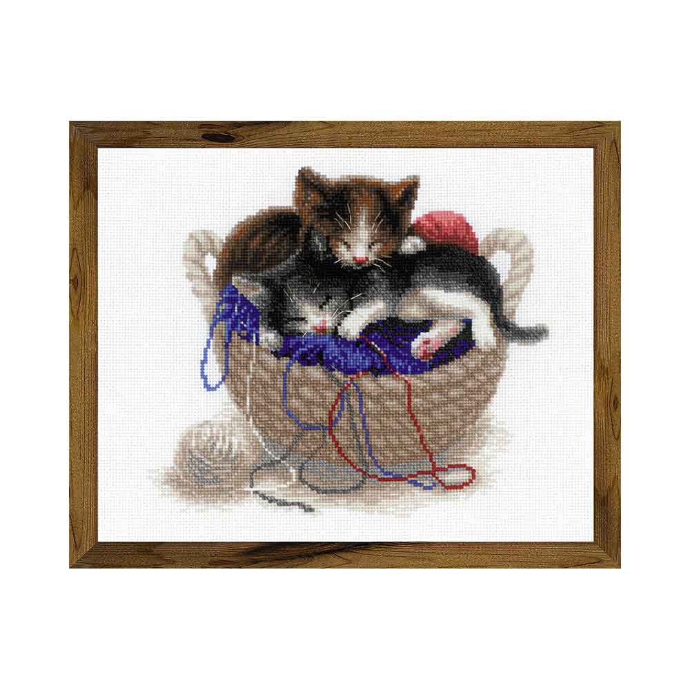 1724 Набор для вышивания Котята в корзине 24 х 30 см RIOLIS Сотвори Сама 