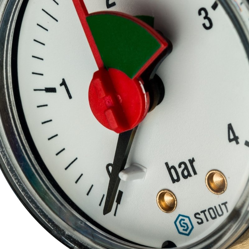 Манометр радиальный с указателем предела 50 мм 1/4" 4 бар STOUT SIM0008500408 - Вид №2