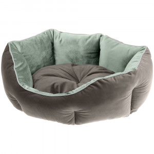 ПР0057056 Двухсторонняя софа для собак QUEEN 60 зелено-серая (велюр) 60x46xh20см FERPLAST
