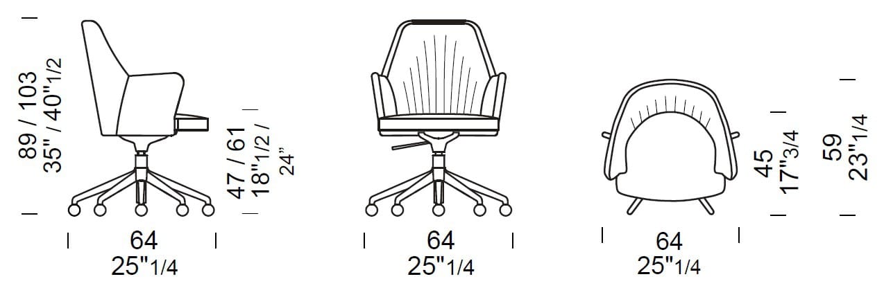 5-спицевое кожаное вращающееся офисное кресло с колесами Borzalino ARCH-00151405 - Вид №11