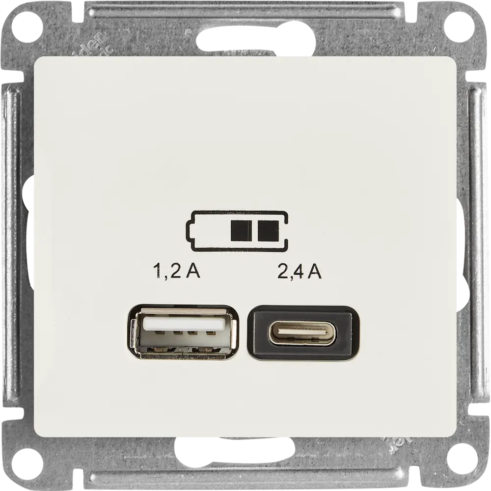 Розетка USB A+С встраиваемая Systeme Electric Glossa цвет молочный STLM-2053365