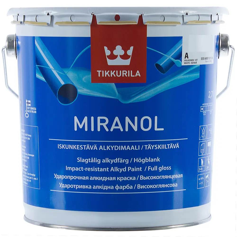Эмаль Tikkurila Миранол цвет белый 2.7 л STLM-2027572 - Вид №1