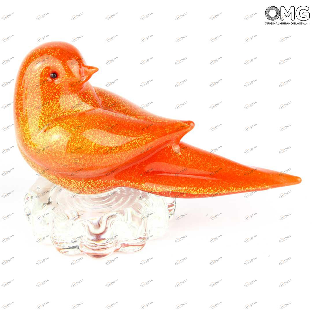 3236 ORIGINALMURANOGLASS Скульптура красный воробей- Original Murano Glass - OMG 12 см 