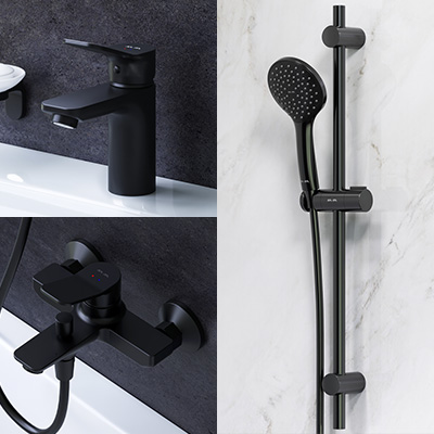 F42985A00 набор 3в1: см-ль д/умывальника см-ль д/ванны/душа душевой комплект черный шт. AM.PM X-Joy 