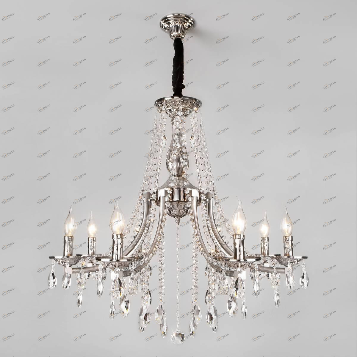 Люстра подвесная серебристая Bogates Liguria 314/8 Strotskis BOGATES ДИЗАЙНЕРСКИЕ, СВЕЧИ 00-3888438 Серебро 