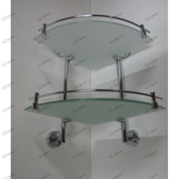 Полка стекло угловая с ограничителем 2-этажная Rainbowl Long 2243-2 sun-id-561915