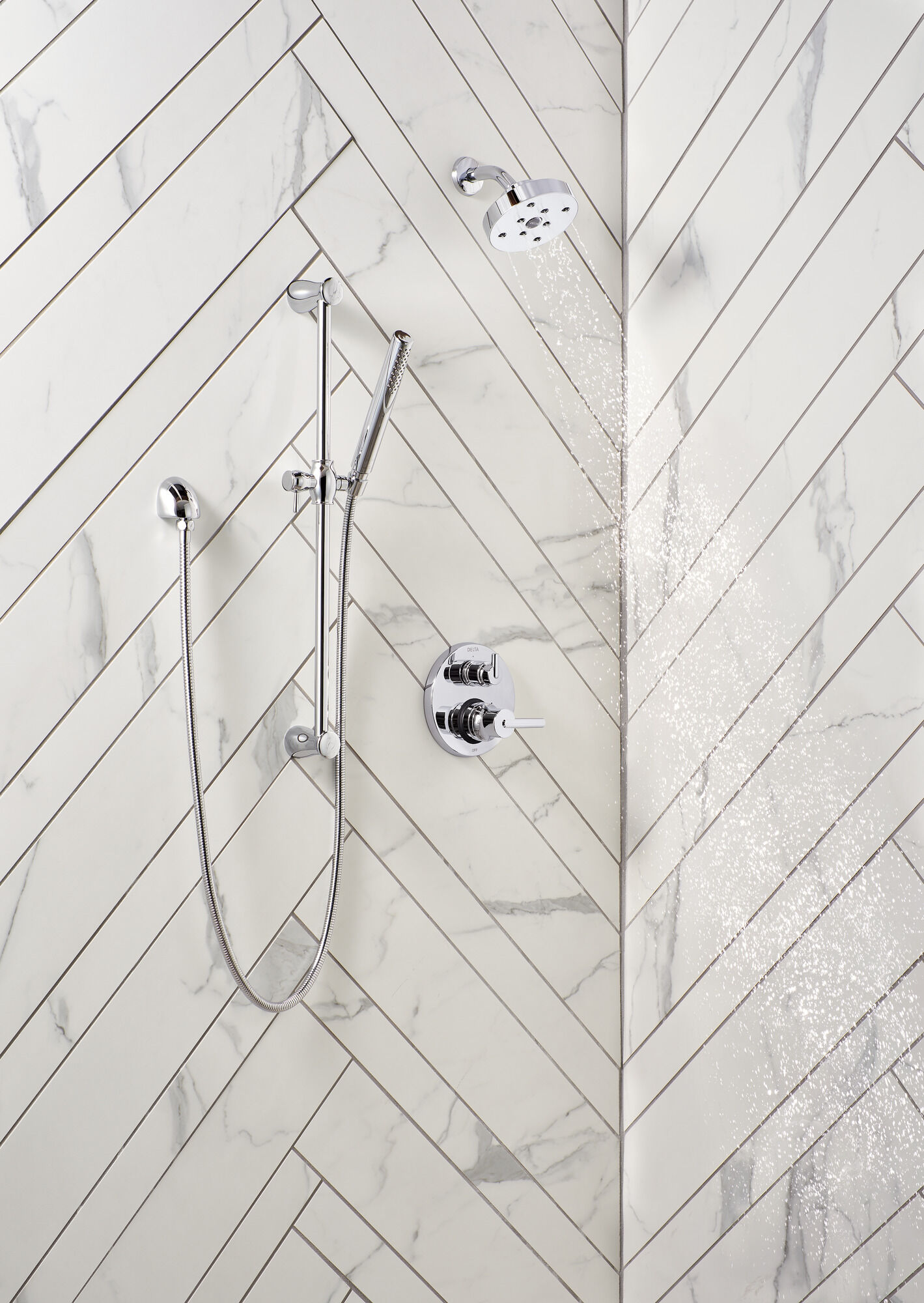 T24859 Трим клапана Contemporary Two Handle Monitor® серии 14 со встроенным переключателем на 3 положения Delta Faucet Delta Хром - Вид №1