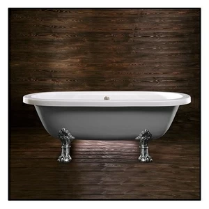 Ванна напольная отдельностоящая серая с хромированными  ножками "Орлиная лапа" Akcjum Octavia WN-09-05-CH-M