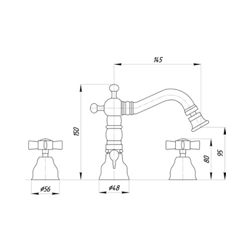 Смеситель MIGLIORE Princeton ML.PRN-825.RA для ванны - медь, на 3 отверстия  - Вид №1