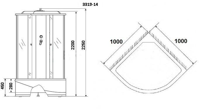 Душевая кабина NG- 3319-14 (1000х1000х2150) высокий поддон(45см) стекло МАТОВОЕ Niagara Classic 33191424 - Вид №1