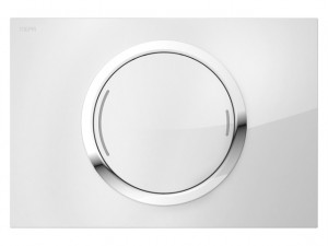 421854 MEPA  Смыв унитаза Кнопка смыва MEPAzero, технология двойного смыва стекло белое