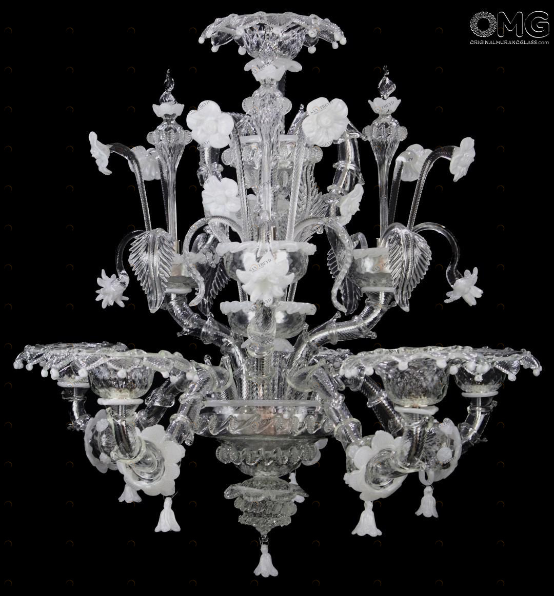 1069 ORIGINALMURANOGLASS Люстра Монте Кристалло на 5 лампочек - Реццонико Rezzonico - хрустальное муранское стекло OMG  см 