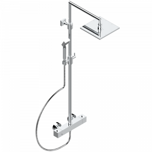 G1T-6527CD Смеситель для душа термостатический 1/2" встраиваемый в стену с душевой колонной, ручным душем, шлангом и верхней лейкой 190 x 190 мм Thg-paris Beluga Хром